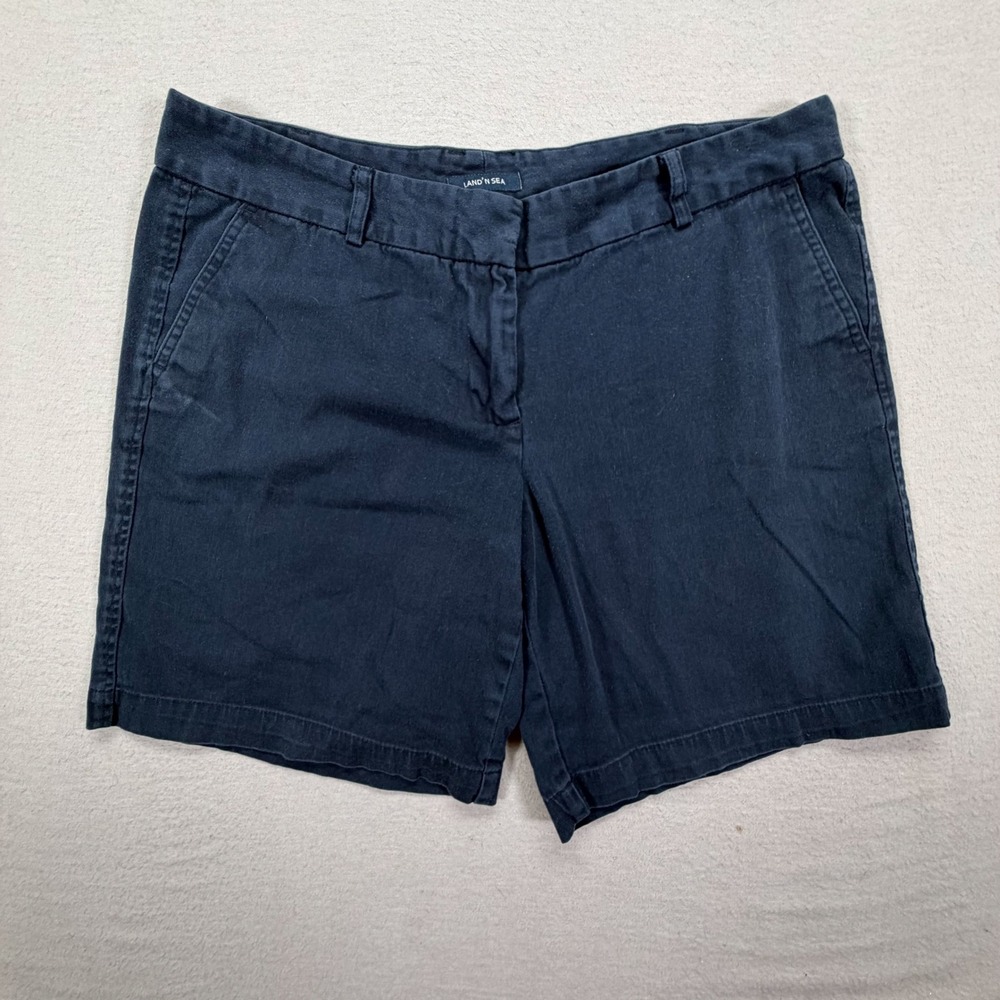 Land'N Sea Chino Shorts Women 12 Good‎ Navy Blue Cotton Stretch